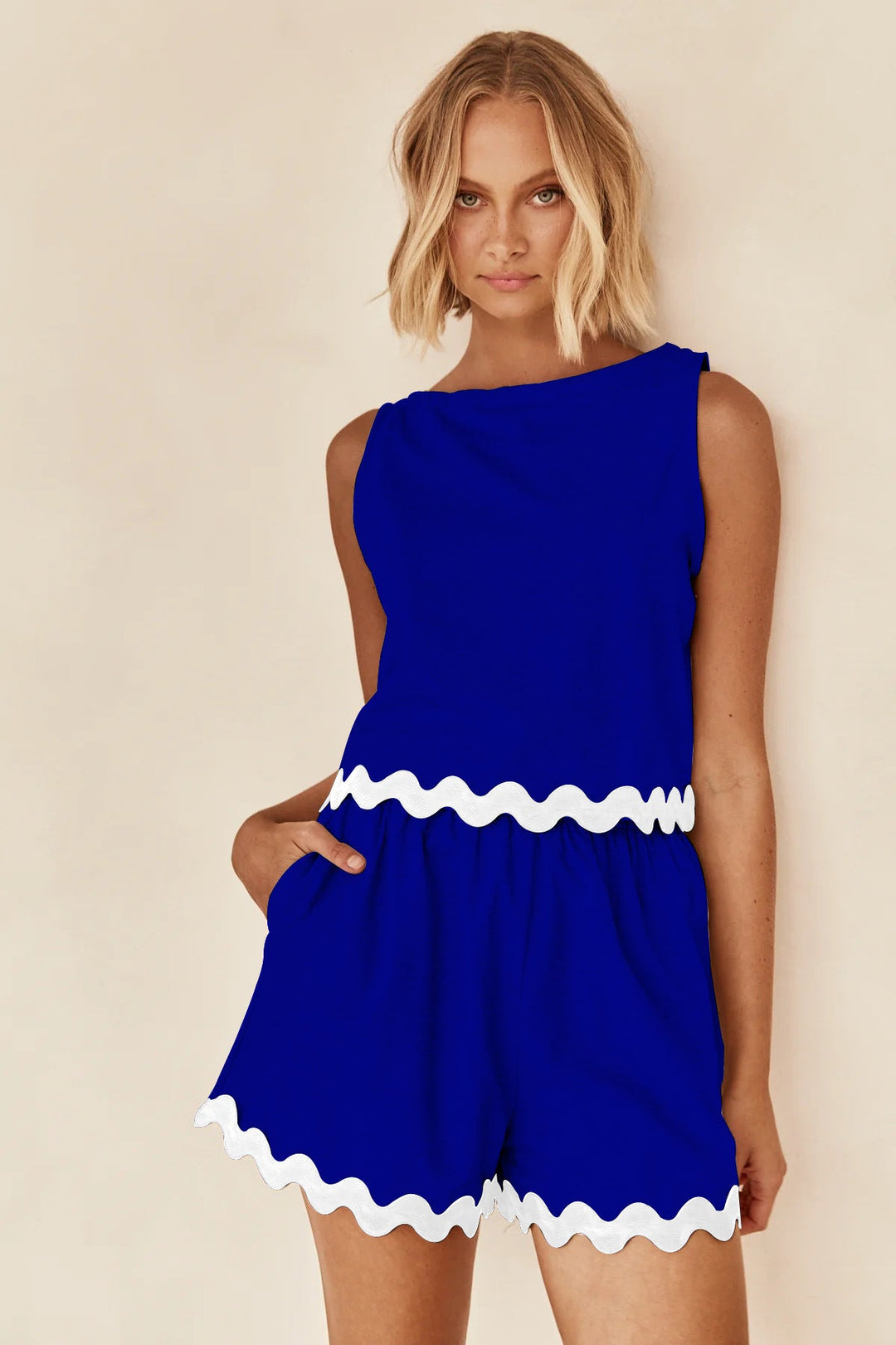 Damen Zweiteiler Set mit schickem Top und luftigen Shorts