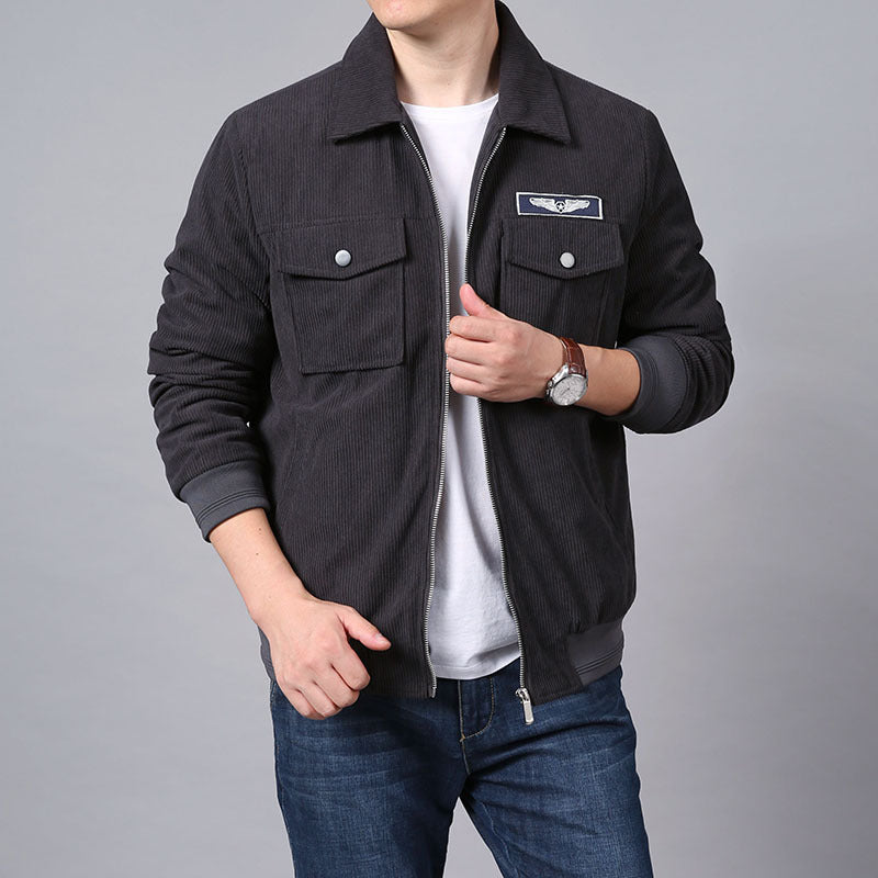 Herren Cord‑Workerjacke im Hemdjacken‑Look mit Brustpattentaschen und Reißverschluss Shop Nory