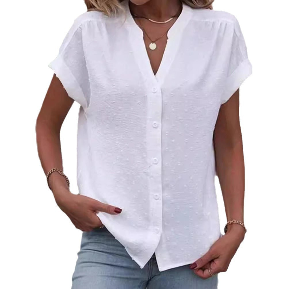 Damen Kurzarm Bluse mit feinem Strukturmuster
