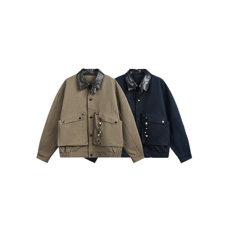 Herren Oversize Harrington-Jacke mit Kunstlederkragen, aufgesetzten Klappentaschen und elastischem Saum Shop Nory