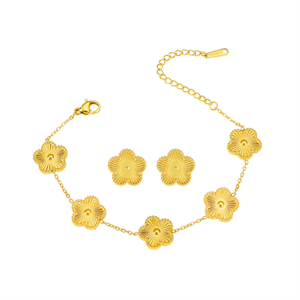 Damen zierliches Blumenarmband mit goldenen Details Shop Nory