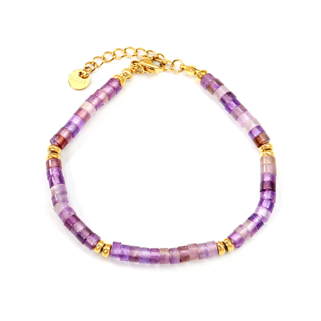Damen Armband mit bunten Tigeraugen-Perlen und goldplattierten Akzenten Shop Nory