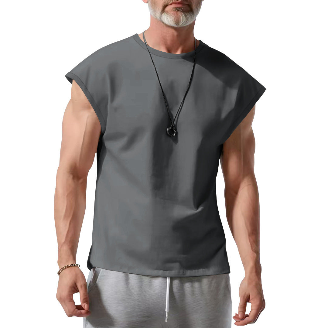Herren schickes ärmelloses T-Shirt aus atmungsaktivem Baumwollmix