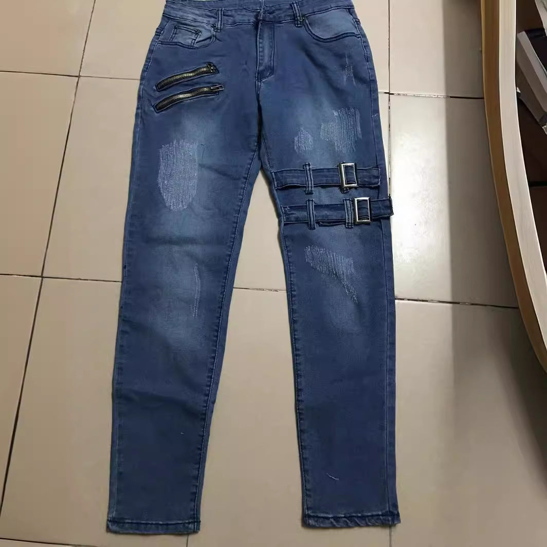 Herren Jeans mit stylischem Reißverschluss und Distressed-Details