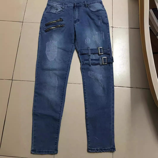 Herren Jeans mit stylischem Reißverschluss und Distressed-Details