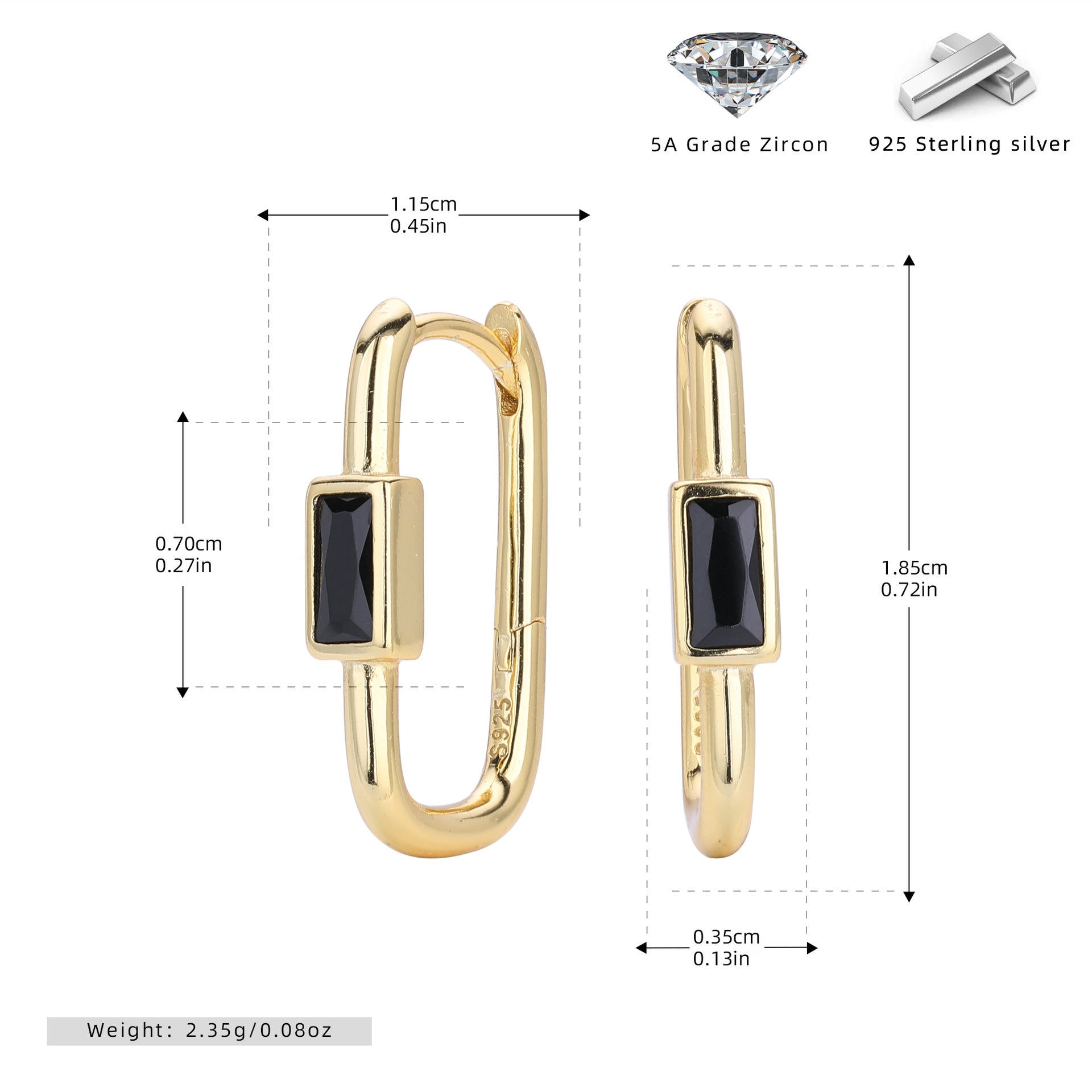 Damen Ohrstecker mit luxuriösem 5A Zirkon aus 925 Sterling Silber Shop Nory