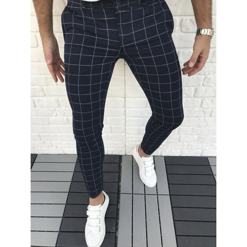 Herren Karierte Anzughose im Slim Fit Stil