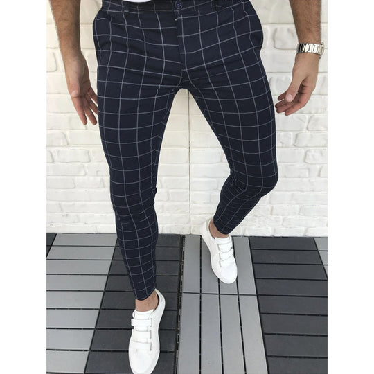 Herren Karierte Anzughose im Slim Fit Stil