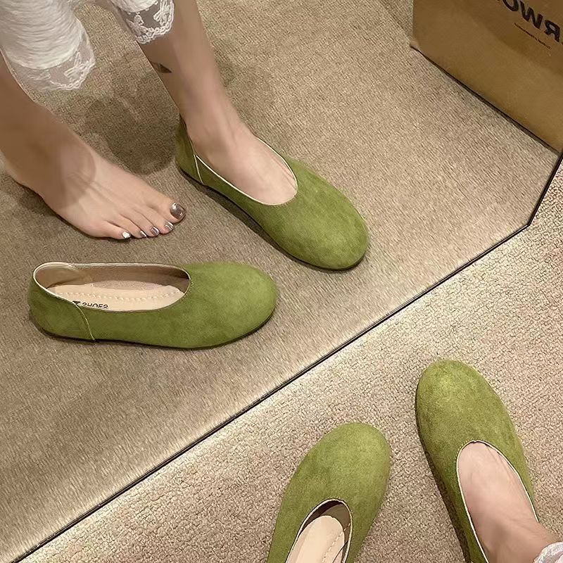 Damen Minimalistische Wildleder-Ballerina-Slipper mit gepolstertem Komfortfußbett Shop Nory