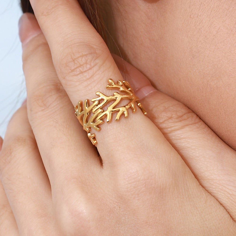 Damen Offener Ring im Korallen-Stil Shop Nory