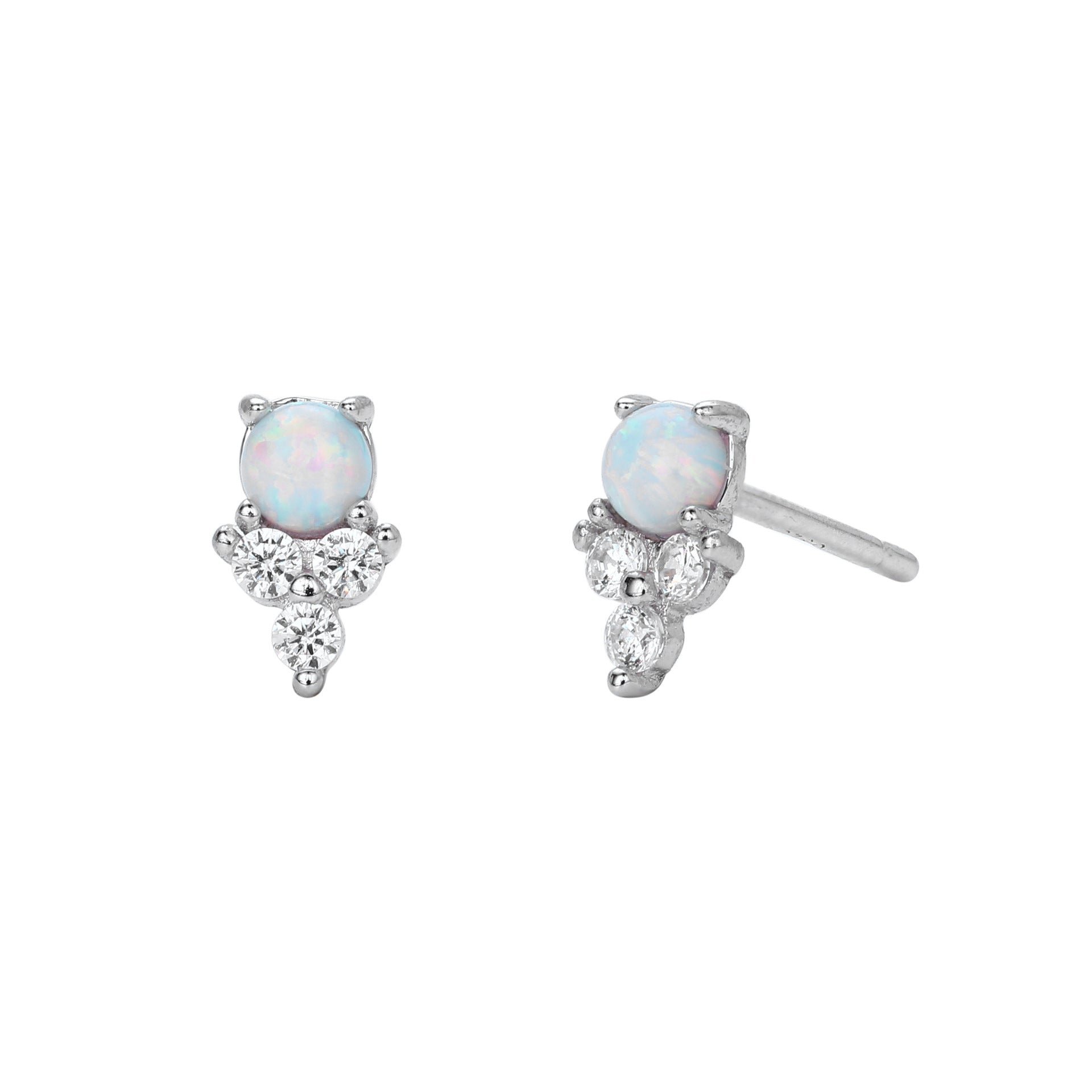 Damen Ohrstecker aus 925 Sterling Silber mit funkelndem Zirkon und edlem Opal Shop Nory