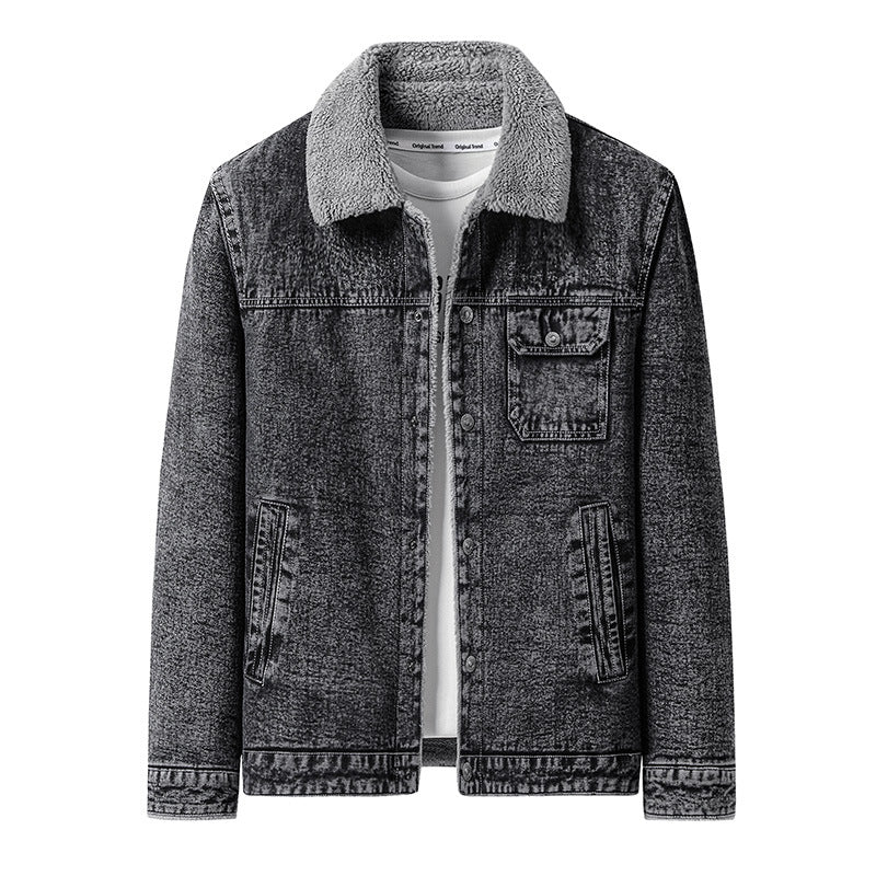 Herren Overshirt-Jacke aus Denim mit Teddyfutter und Sherpa-Kragen Shop Nory