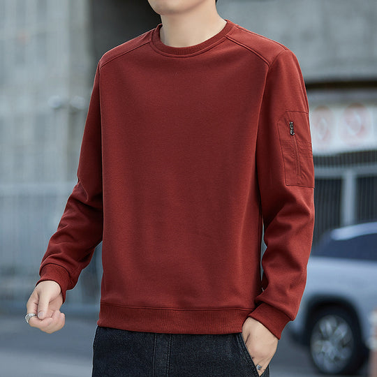 Herren Minimalistisches Sweatshirt mit Raglanärmeln und Reißverschluss-Ärmeltasche Shop Nory