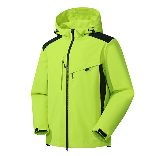 Herren Wind- und Wasserabweisende Softshelljacke mit verstellbarer Kapuze, Zwei-Wege-Reißverschluss und asymmetrischer Brusttasche Shop Nory
