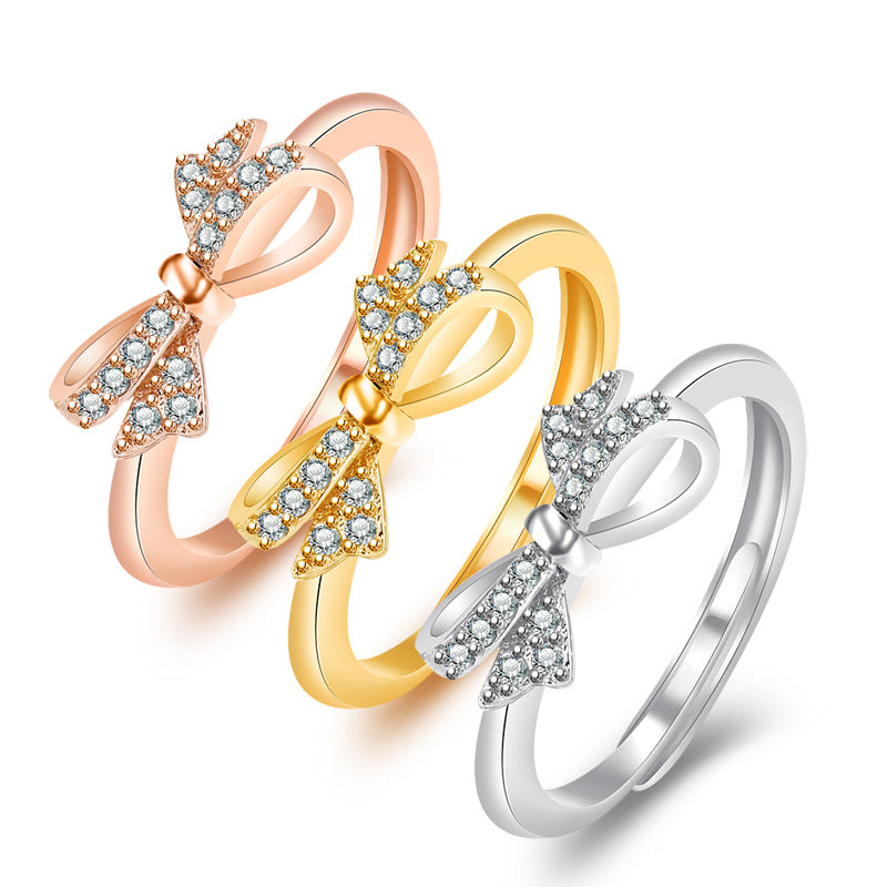 Damenring mit kunstvollem Schleifen-Design und Zirkonia-Details Shop Nory