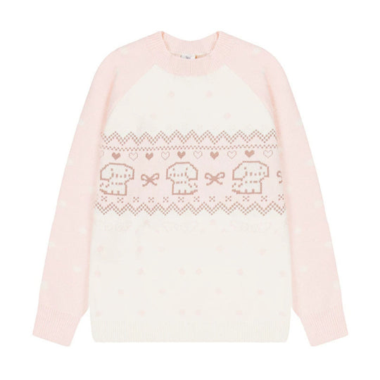 Damen Strickpullover mit Norwegermuster, Raglanärmeln und Rundhalsausschnitt Shop Nory
