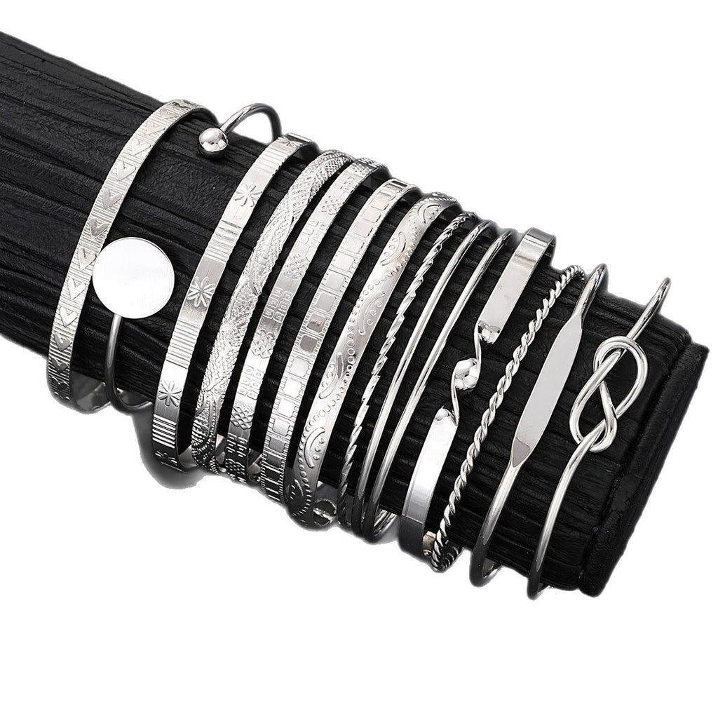 Damen Armreifen-Set mit verschiedenen eleganten Strukturen Shop Nory