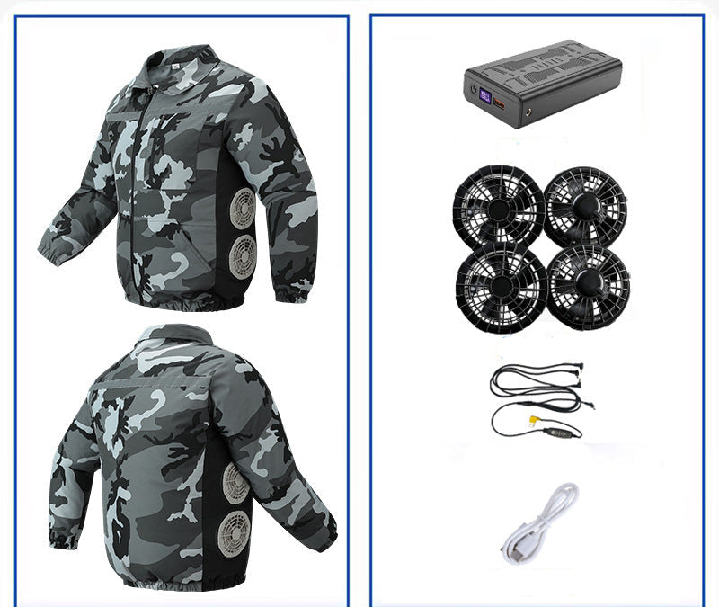Unisex nan kühlende Ventilationsjacke mit integrierten seitlichen Lüftern und atmungsaktivem Funktionsmaterial Shopnory