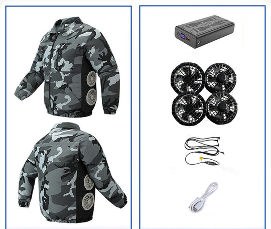 Unisex nan kühlende Ventilationsjacke mit integrierten seitlichen Lüftern und atmungsaktivem Funktionsmaterial Shopnory