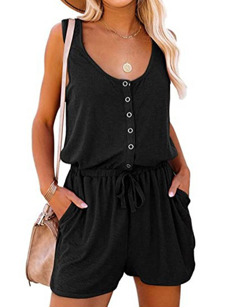 Damen Praktischer Jumpsuit mit Knopfdetails und verstellbarem Bund