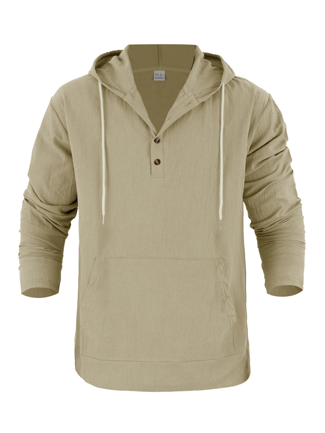 Herren Leichter Kapuzen-Henley aus Baumwoll-Leinen mit Kängurutasche Shop Nory