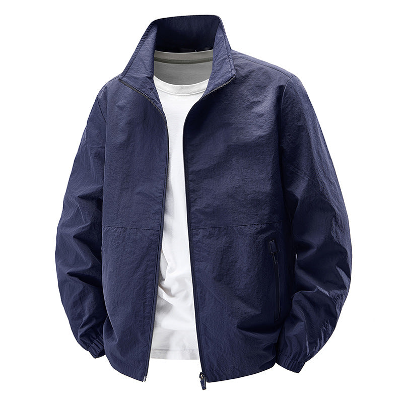Herren Leichte Wind- und wasserabweisende Freizeitjacke mit Stehkragen und Reißverschlusstaschen Shop Nory