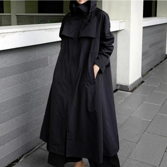 Damen Oversize-Mantel im Maxi-Look mit Kapuze und Cape‑Passe Shop Nory