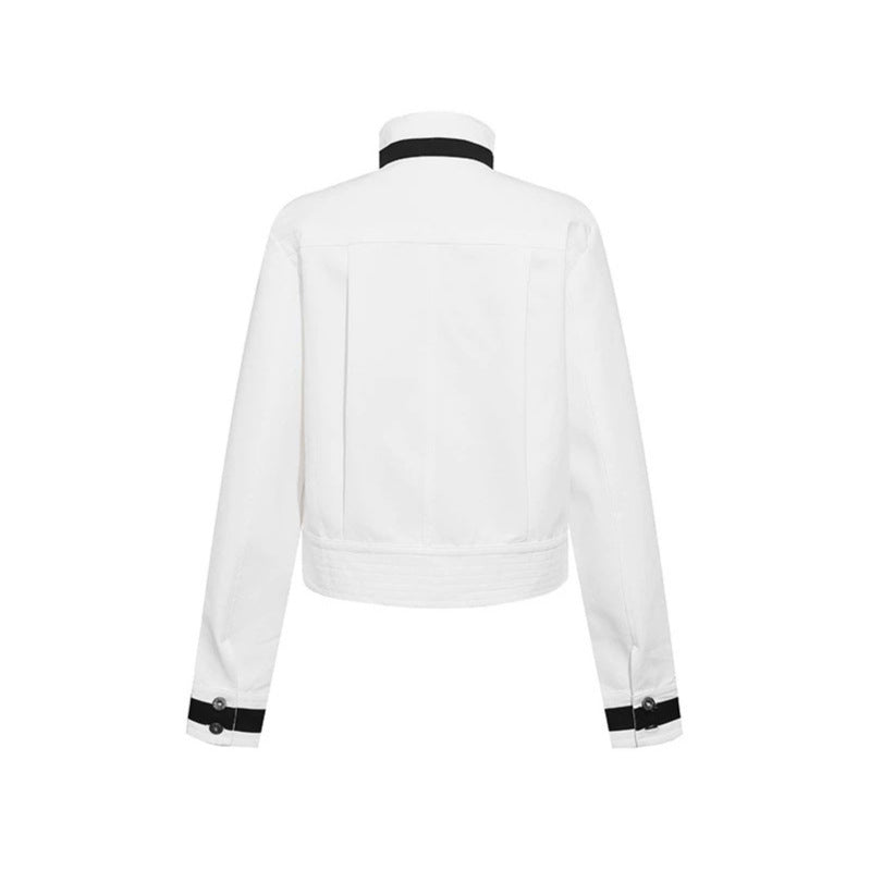 Damen Cropped-Bomberjacke mit Stehkragen, Pattentaschen und Kontrastbündchen Shop Nory