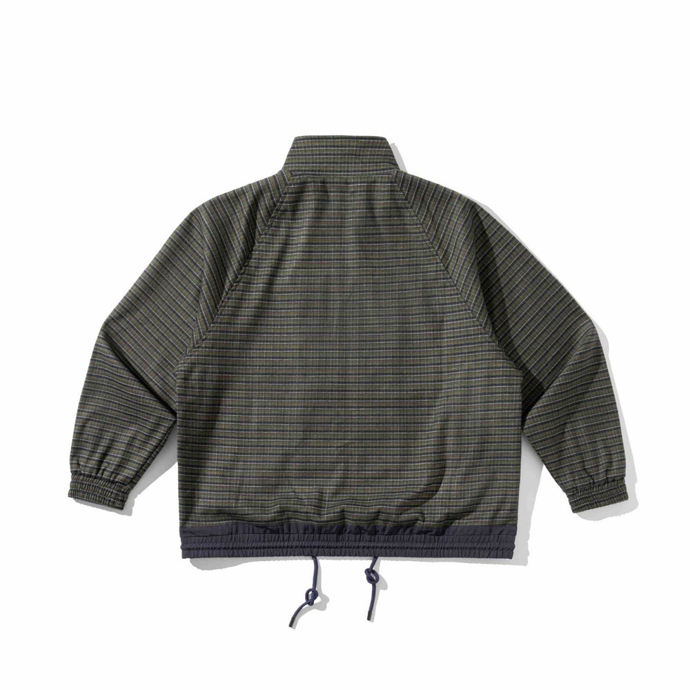 Unisex Gestreifte Utility-Trainingsjacke mit Stehkragen, Brustreißverschlusstasche und Kordelzug Shop Nory