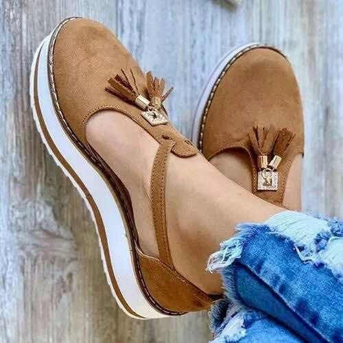 Damen Halbschuhe mit modischen Quasten und rutschfester Sohle