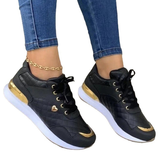 Damen Gepolsterte Sneaker mit Stepp-Optik und goldenen Akzenten Shop Nory