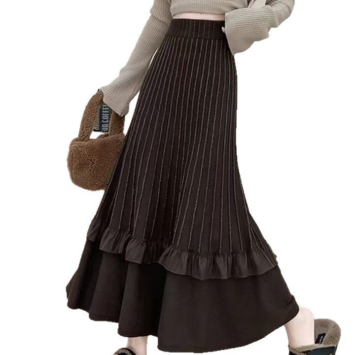 Damen Eleganter Maxi-Rock mit Volant und strukturiertem Design Shop Nory