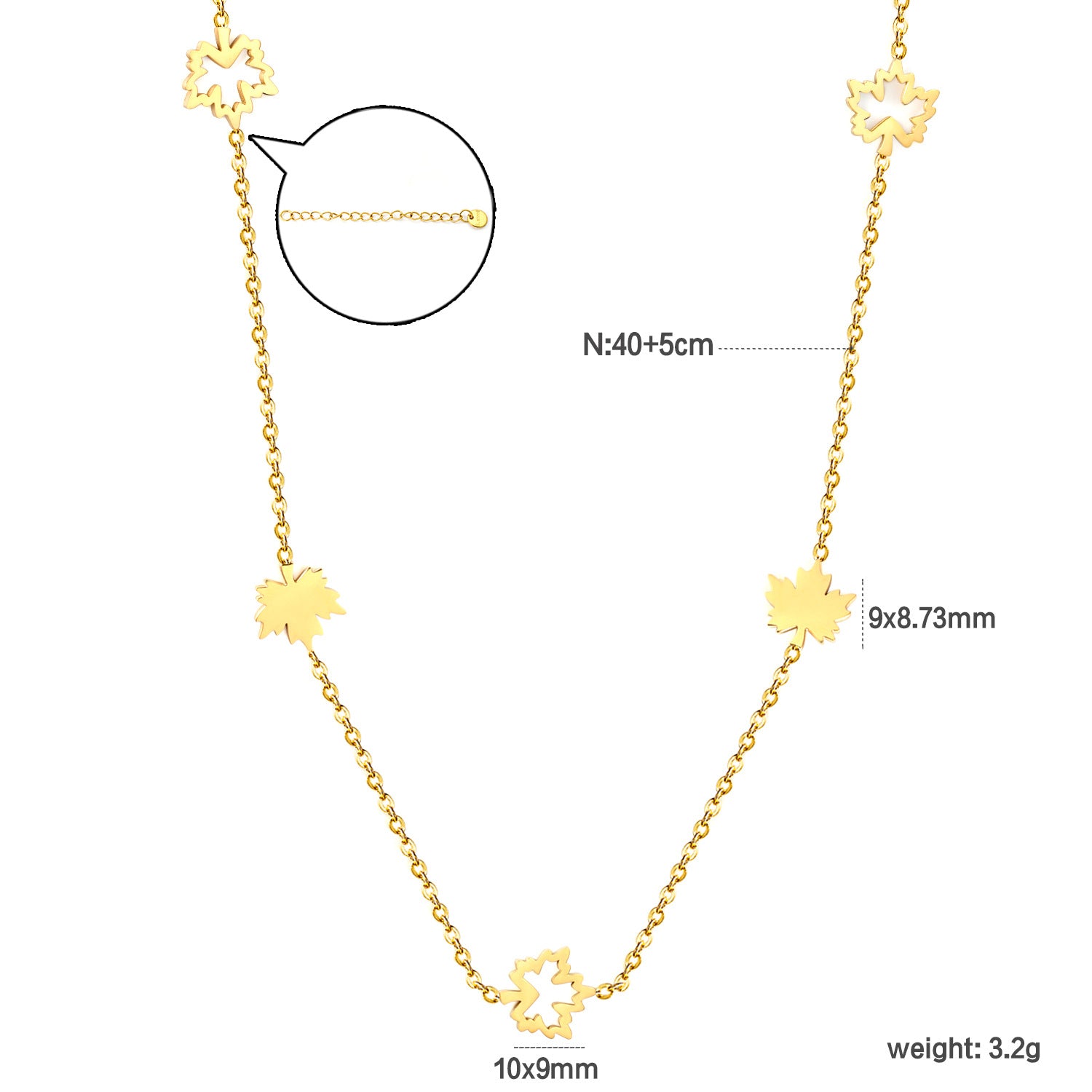 Damen Halskette mit filigranen Ahornblatt-Anhängern Shop Nory