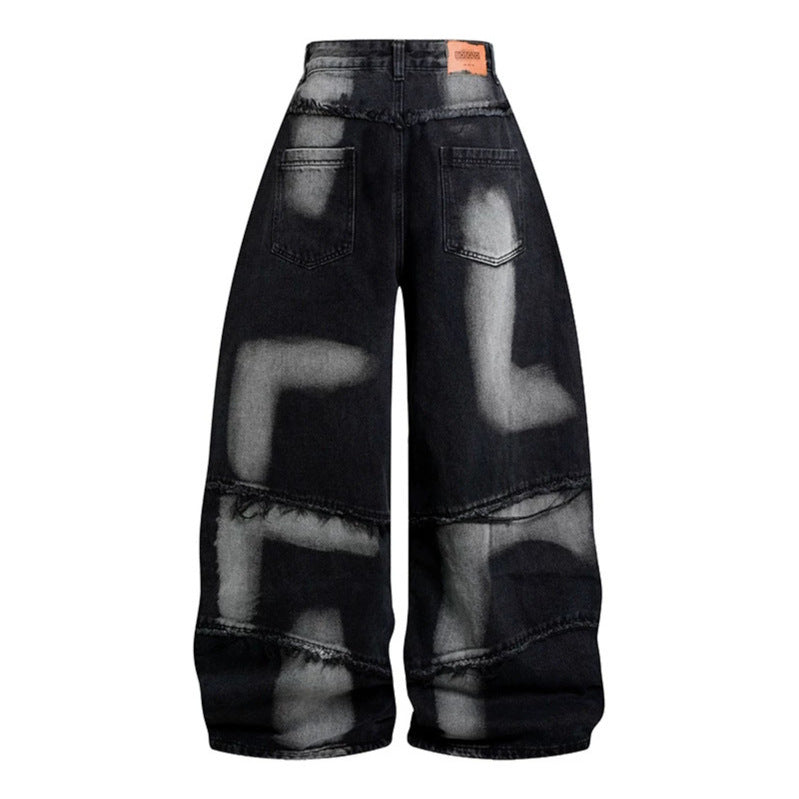 Damen Hochtaillierte weit geschnittene Destroy-Jeans mit Fransen‑Nahtdetails Shop Nory