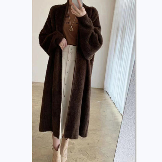 Damen Langer Übergroßer Maxi-Strickcardigan mit offener Front Shop Nory