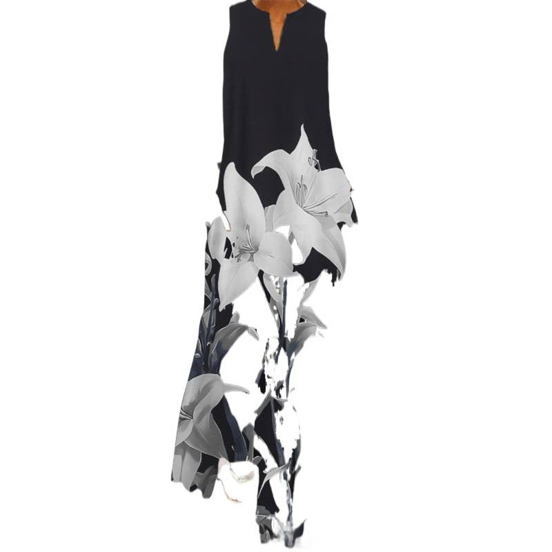 Damen Maxikleid mit elegantem floralem Design und seitlichen Taschen Shopnory