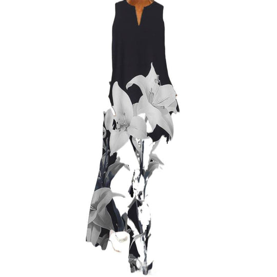 Damen Maxikleid mit elegantem floralem Design und seitlichen Taschen Shopnory