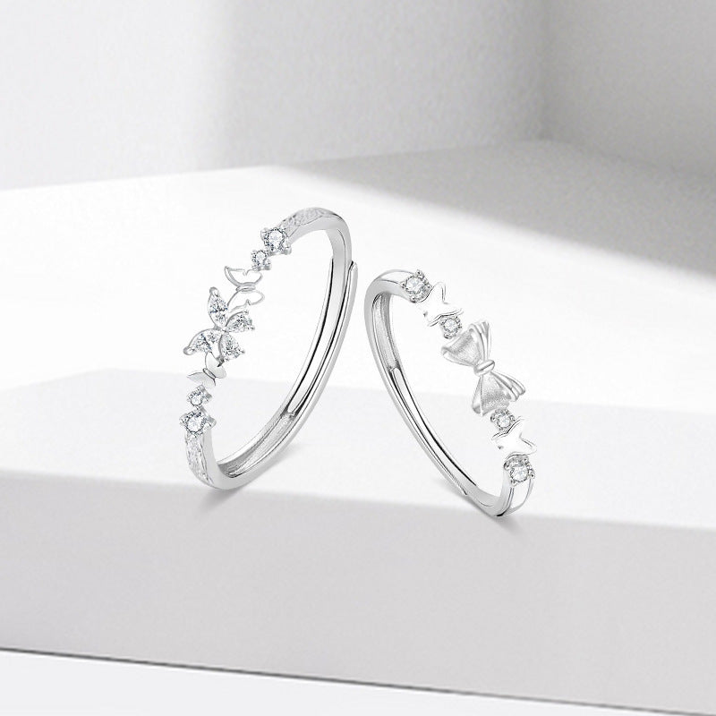 Damenring mit filigranem Schleifenmotiv und funkelnden Zirkonia Shop Nory