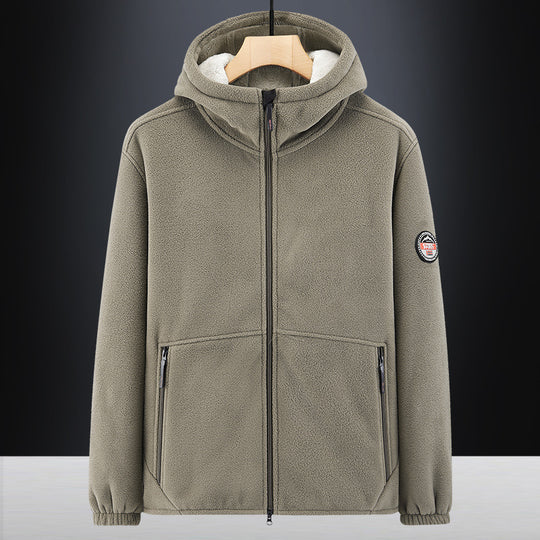 Herren Isolierte Fleece-Hoodiejacke mit Sherpa-Innenfutter und Zwei-Wege-Reißverschluss Shop Nory