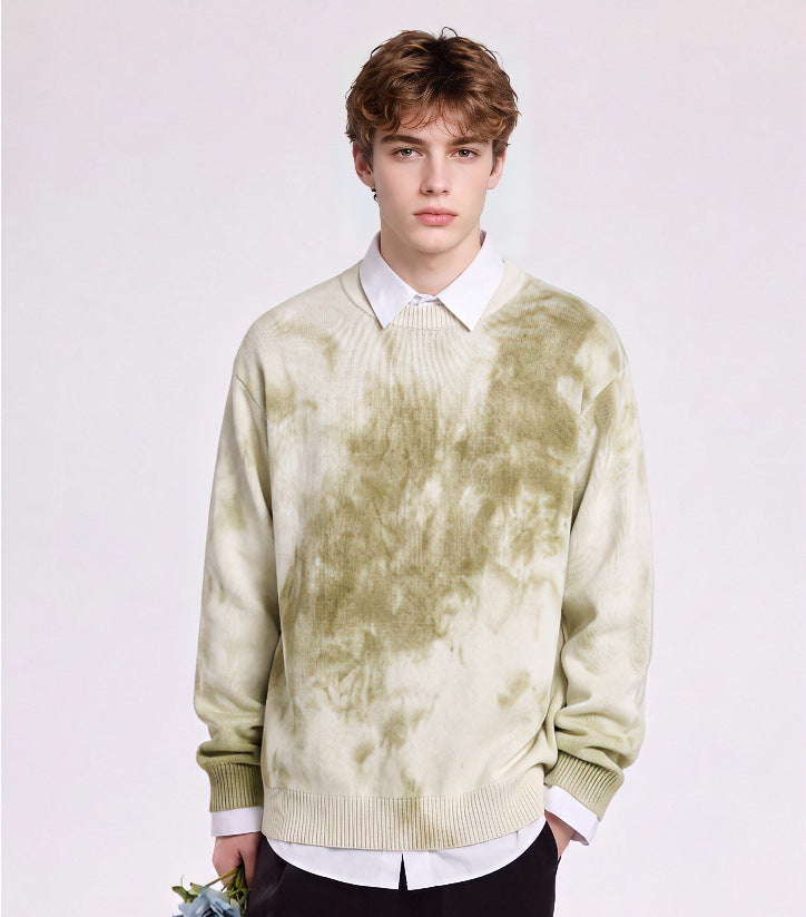 Herren Oversize-Strickpullover mit Batikoptik, Rundhalsausschnitt und Rippbündchen Shop Nory