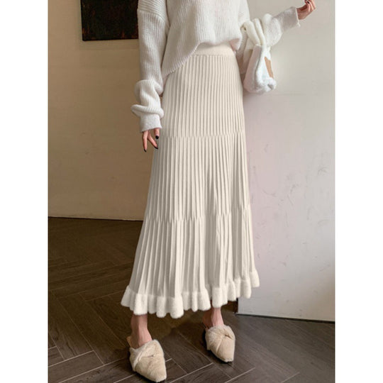 Damen Eleganter Plisseerock mit Volants Shop Nory