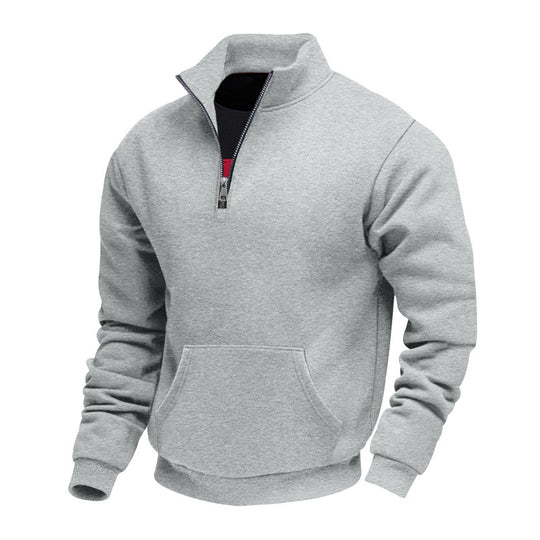 Herren Halbzip-Sweatshirt mit Stehkragen, Kängurutasche und Rippbündchen Shop Nory