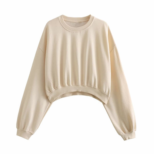 Damen Kurzes Oversize‑Sweatshirt mit gerafftem Saum und Ballonärmeln Shop Nory