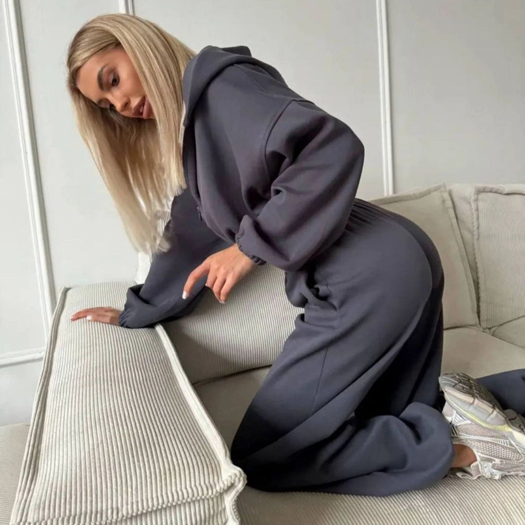 Damen lässiges Lounge-Set mit Hoodie und weiten Hosen