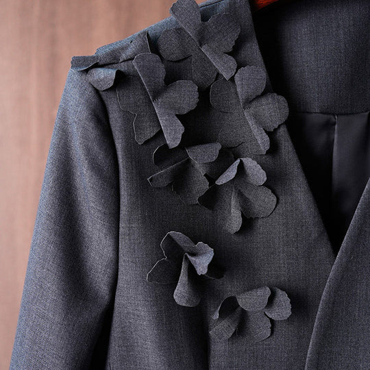 Damen Modischer Blazer mit 3D-Blüten-Details Shop Nory