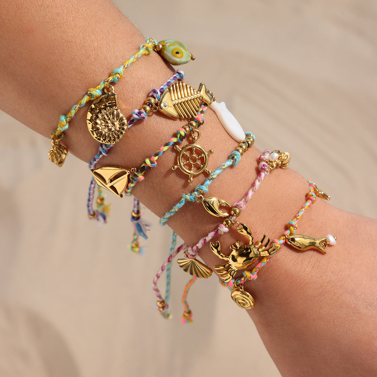 Damen Armband mit maritime Motiven aus hypoallergenem Edelstahl und geflochtenem Design Shop Nory
