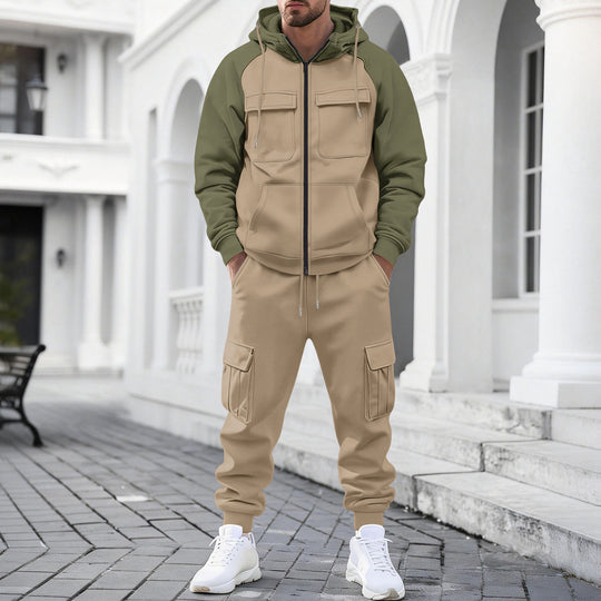 Herren Kapuzen-Sweatset mit Reißverschluss und funktionaler Cargohose Shop Nory