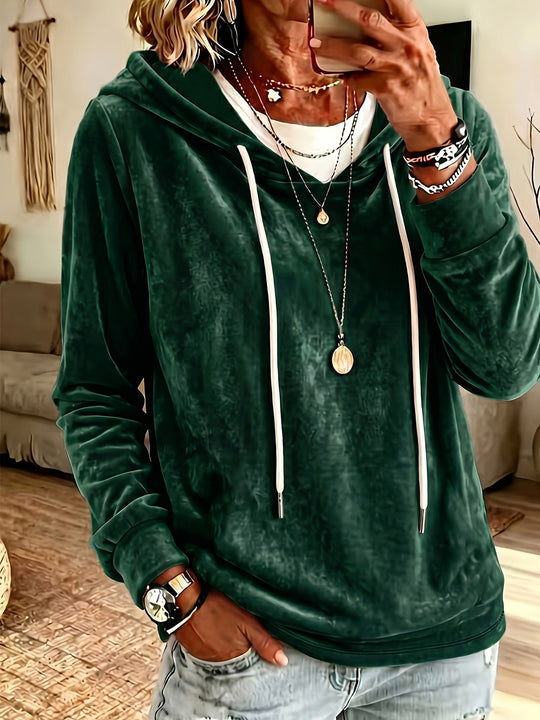 Damen Samt-Kapuzenpullover mit Relaxed-Fit und Kordelzug Shop Nory