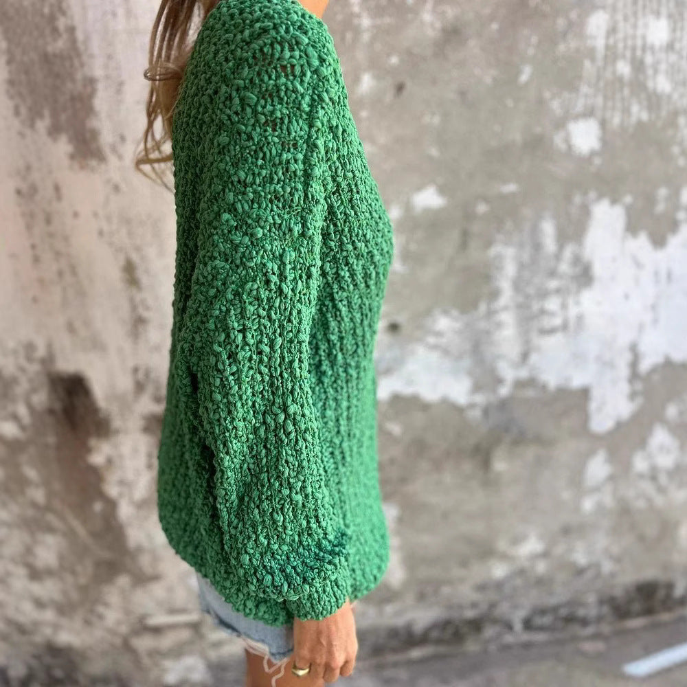 Damen Strickpullover mit V-Ausschnitt und lässigem Schnitt
