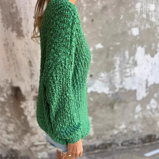 Damen Strickpullover mit V-Ausschnitt und lässigem Schnitt